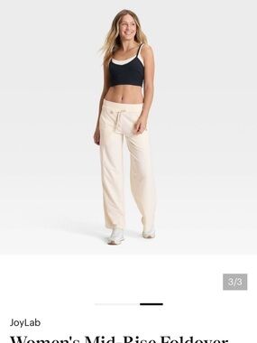JoyLab Cream Wide-Leg Foldover Lounge Pants